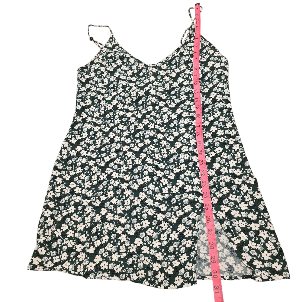Reformation Floral Green Spaghetti Strap Dress Very Slim Fit L - Picture 11 of 14